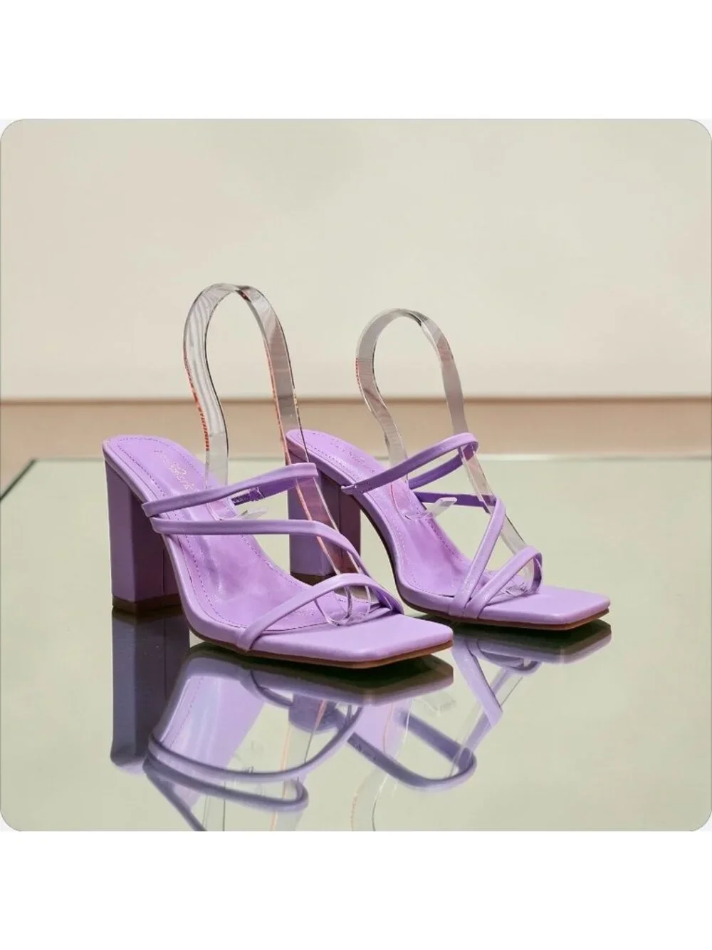 Purple Block Heel Sandals With Strappy Design Open Toe For Women